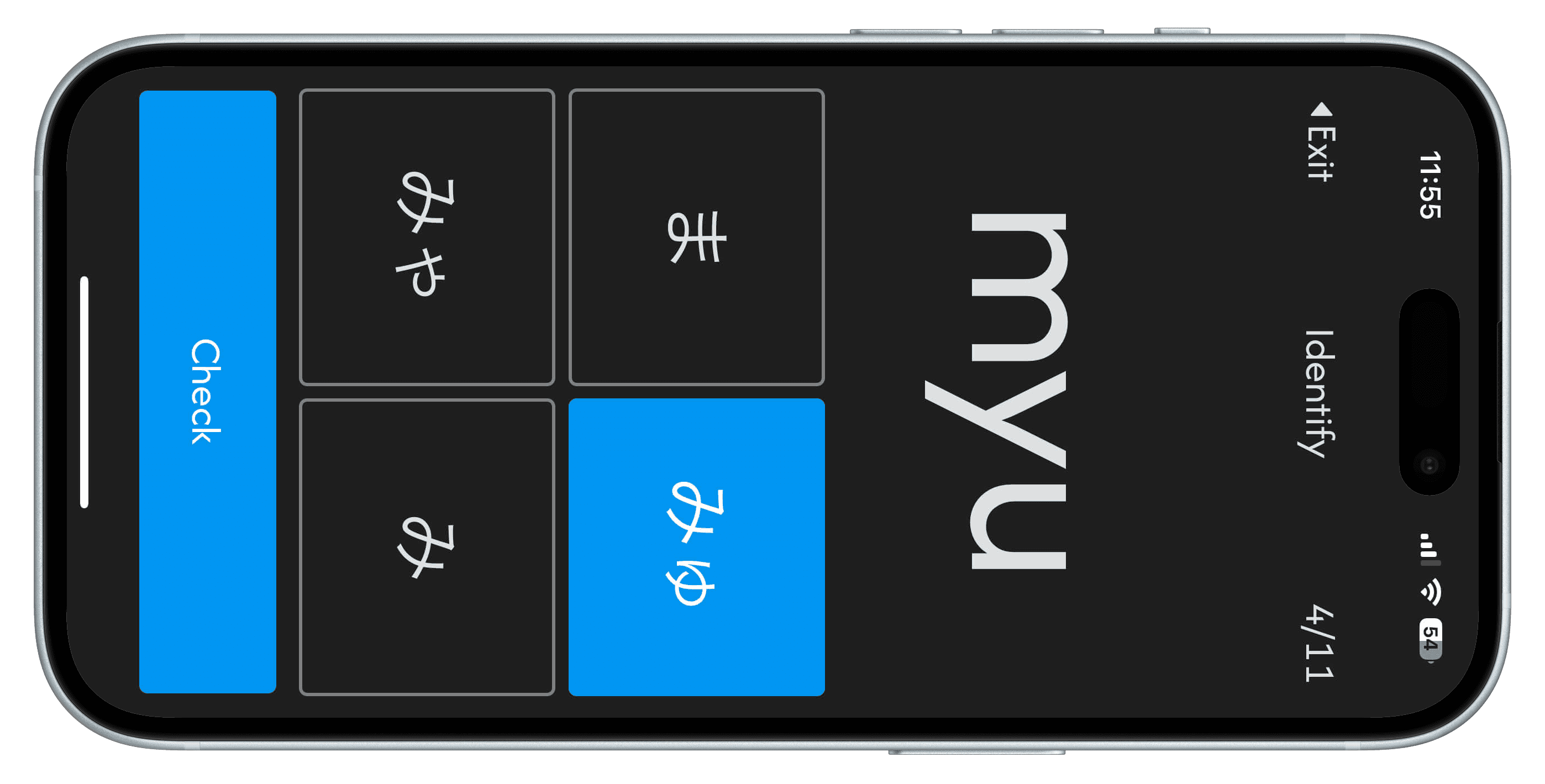Screen shot of app in dark mode with a black background and white text